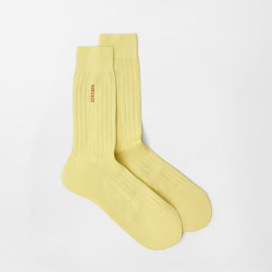Embroidered Cotton Ribbed Socks