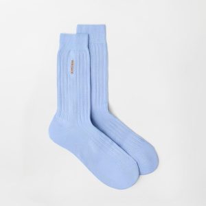 Embroidered Cotton Ribbed Socks
