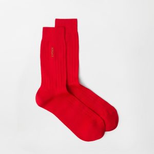 Embroidered Cotton Ribbed Socks