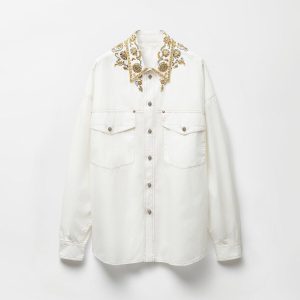 Embroidered Cotton-Poplin Shirt
