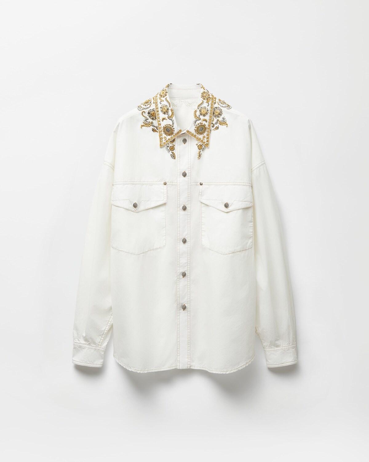 Embroidered Cotton-Poplin Shirt