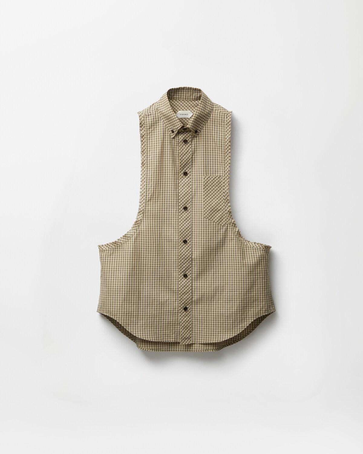 Micro-Checked Cotton-Poplin Sleeveless Shirt