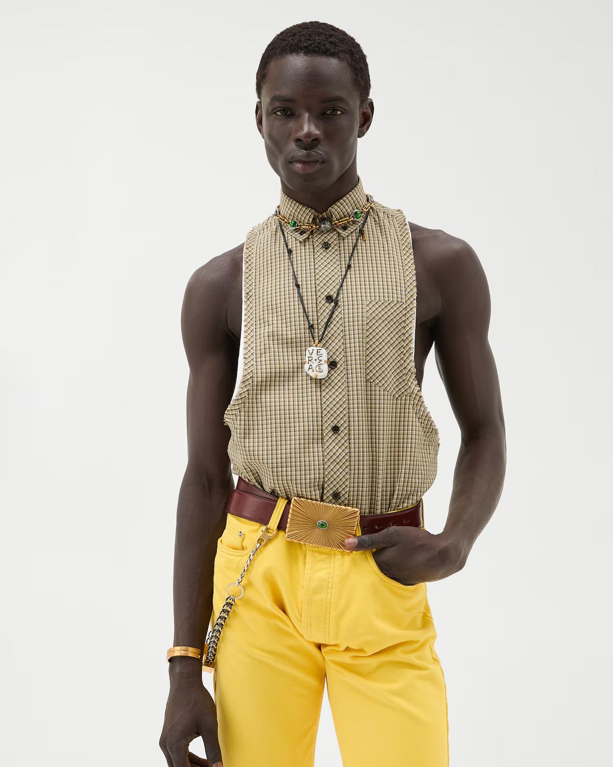 Micro-Checked Cotton-Poplin Sleeveless Shirt - Image 2