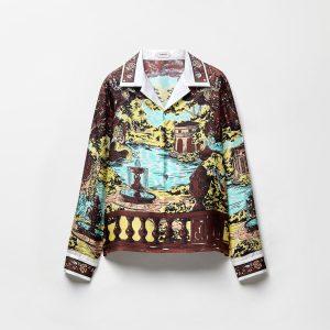 Printed Silk Twill Slim Shirt