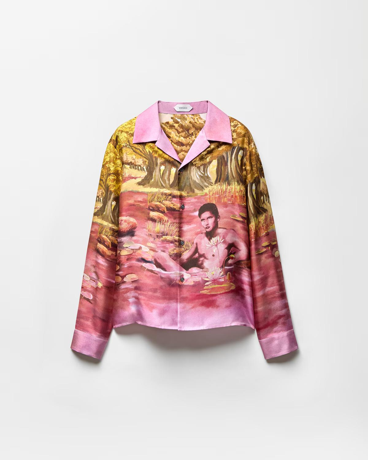 Printed Silk Twill Slim Shirt