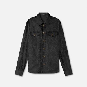 Jacquard Cotton-Poplin Shirt