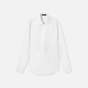 Embroidered Cotton-Poplin Evening Shirt