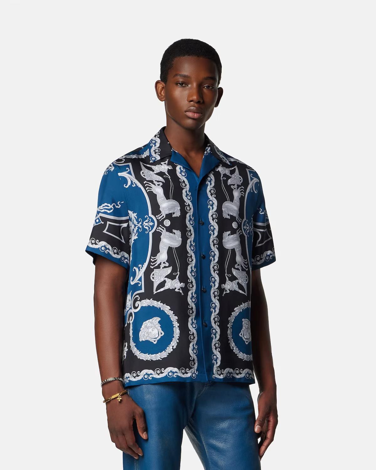 Printed Silk Twill Slim Shirt - Image 4