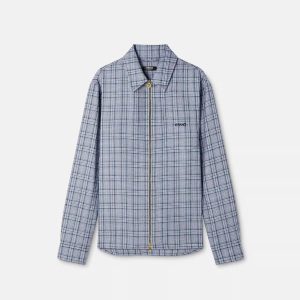 Checked Wool Flannel Zip Overshirt
