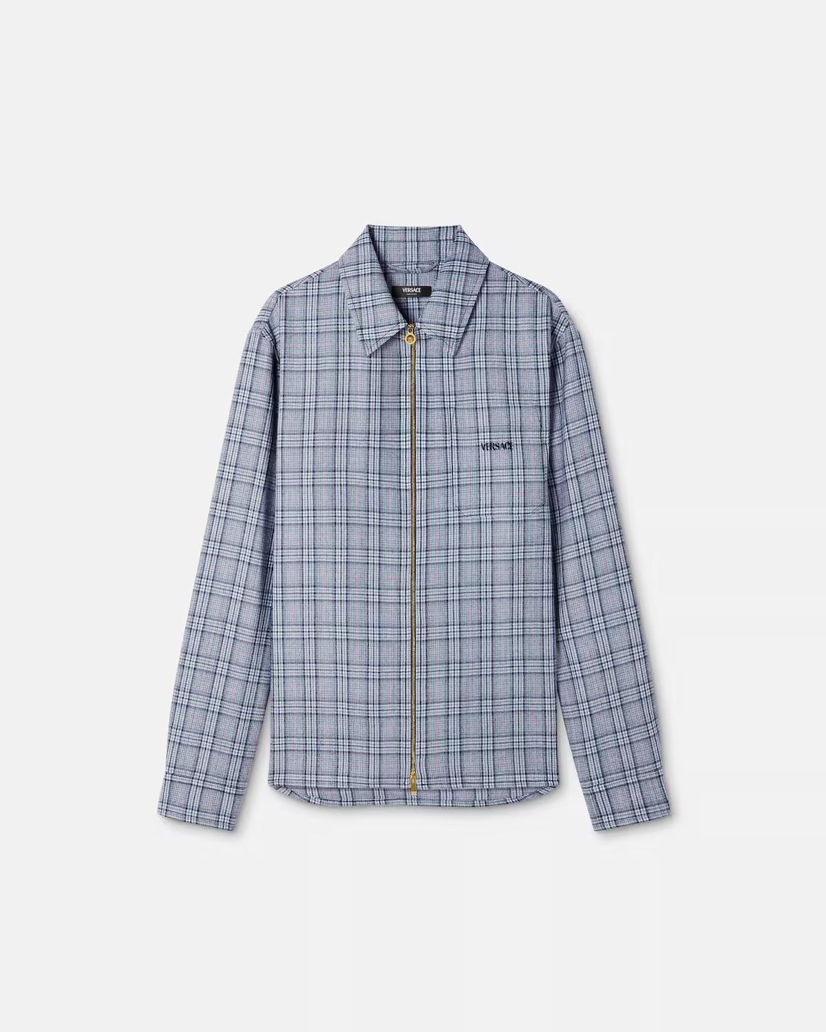 Checked Wool Flannel Zip Overshirt