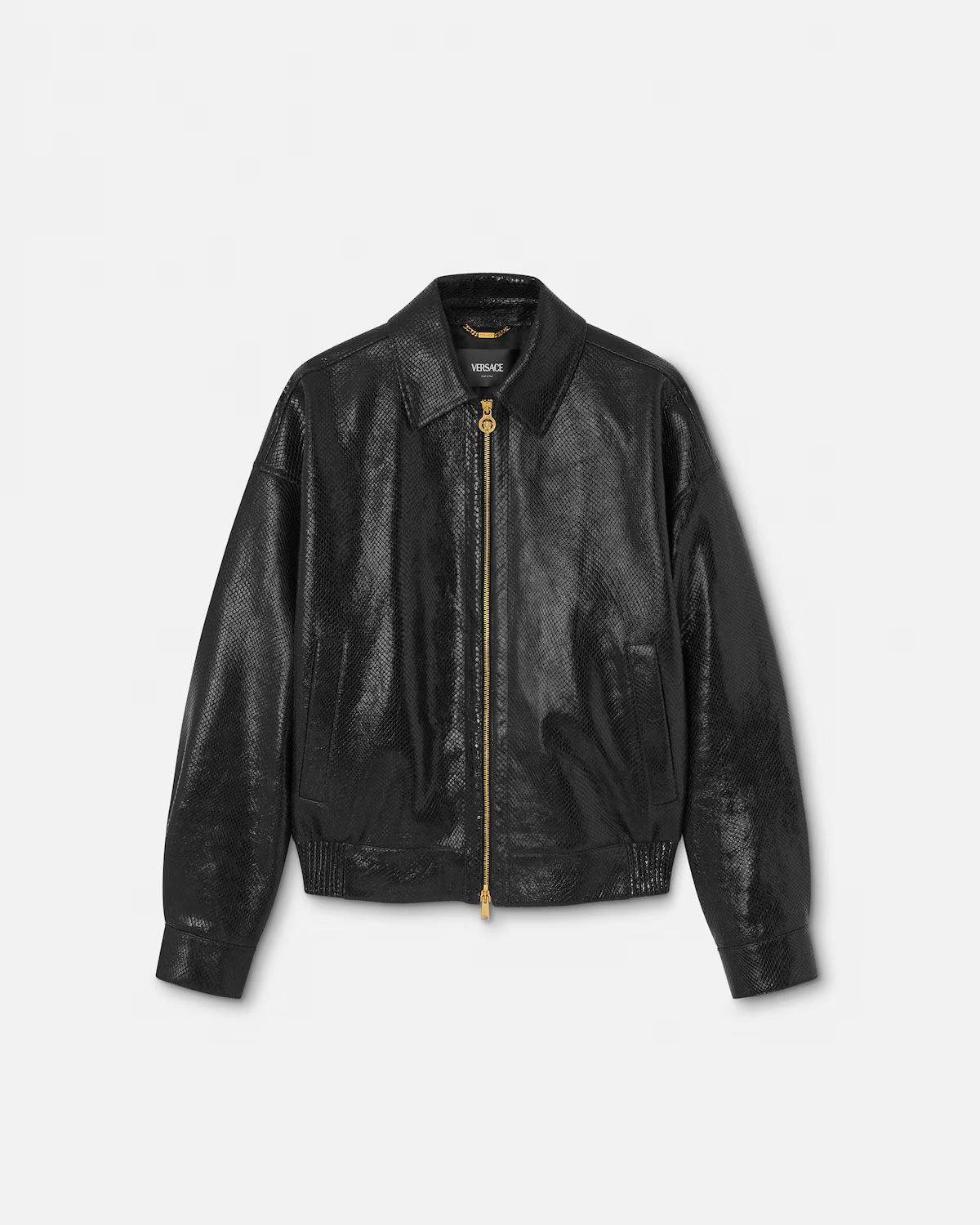 Python-Effect Leather Blouson