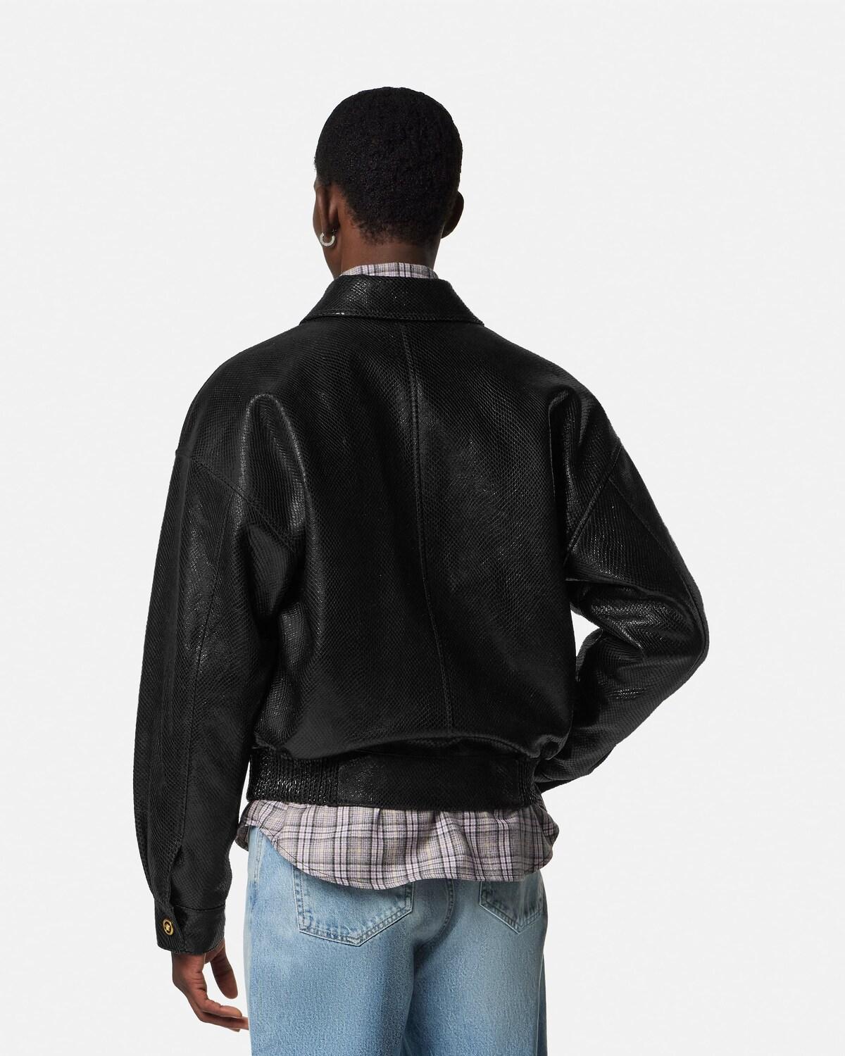Python-Effect Leather Blouson - Image 5