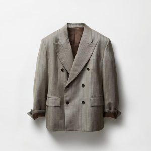 Pinstripe Wool Boxy Blazer