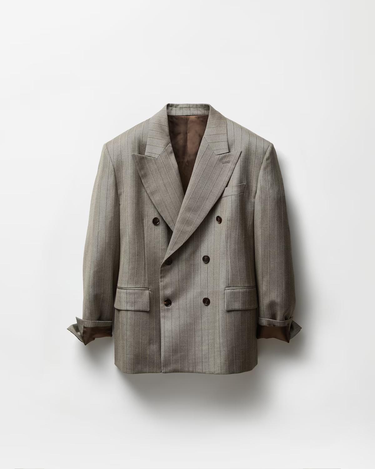 Pinstripe Wool Boxy Blazer