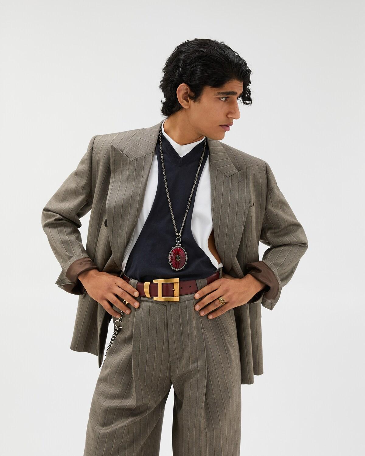 Pinstripe Wool Boxy Blazer - Image 2