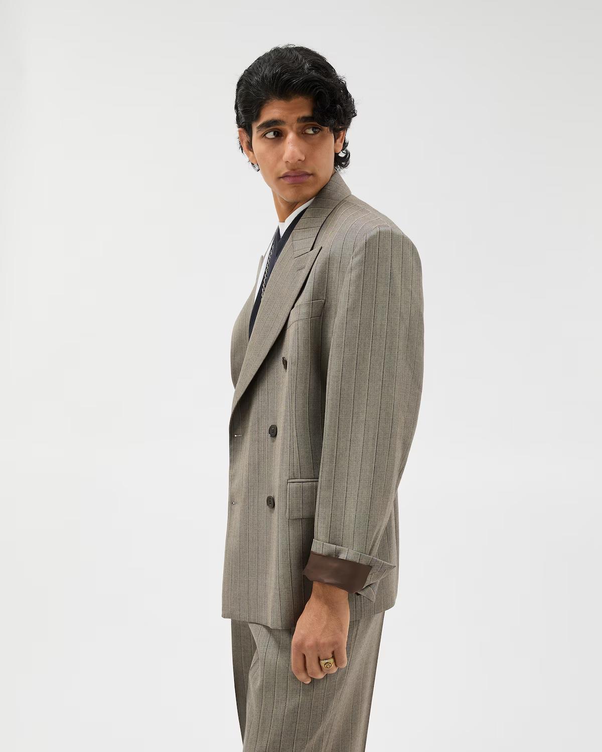 Pinstripe Wool Boxy Blazer - Image 4
