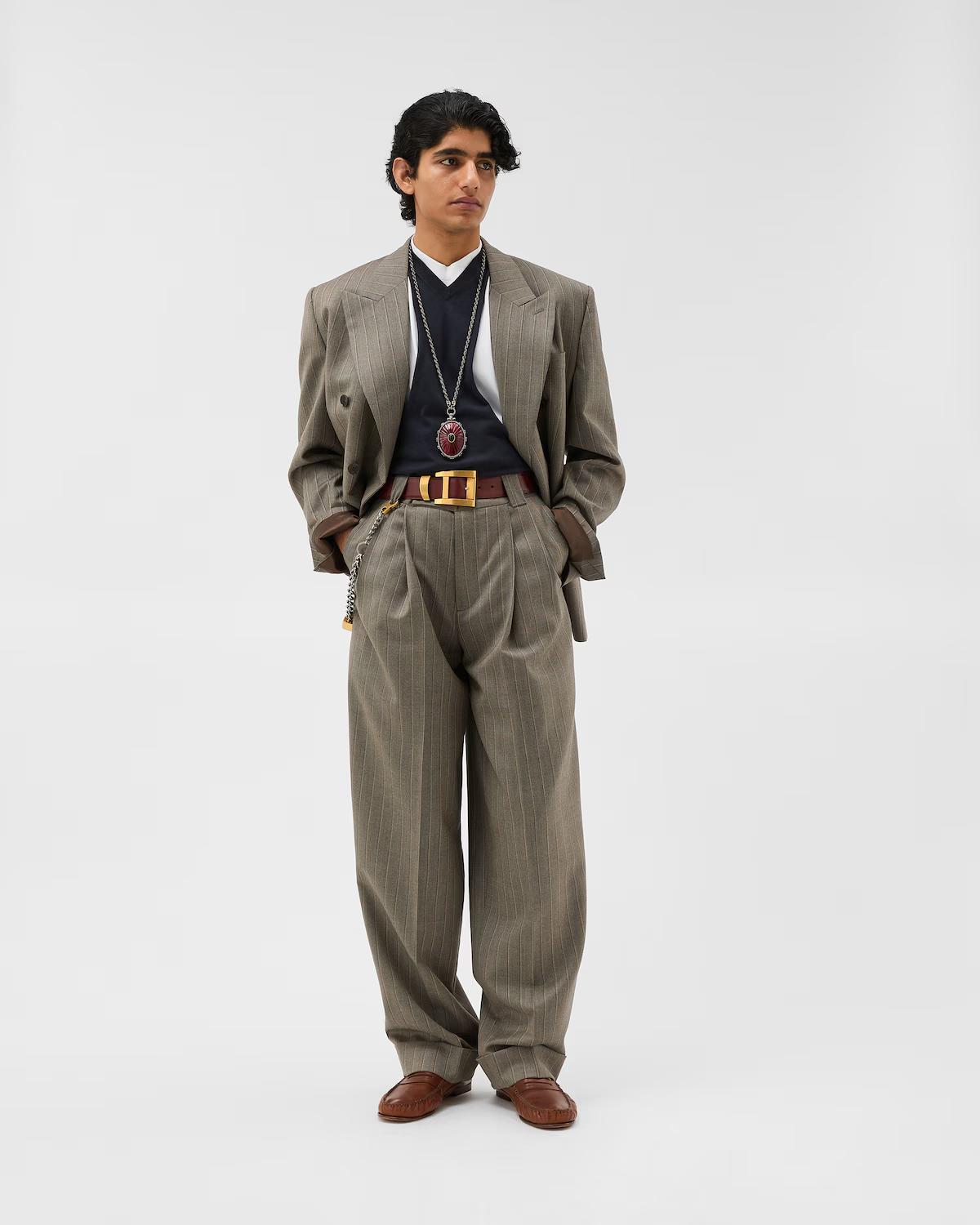 Pinstripe Wool Boxy Blazer - Image 6