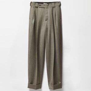 Pinstripe Wool Twill Oversized Pants