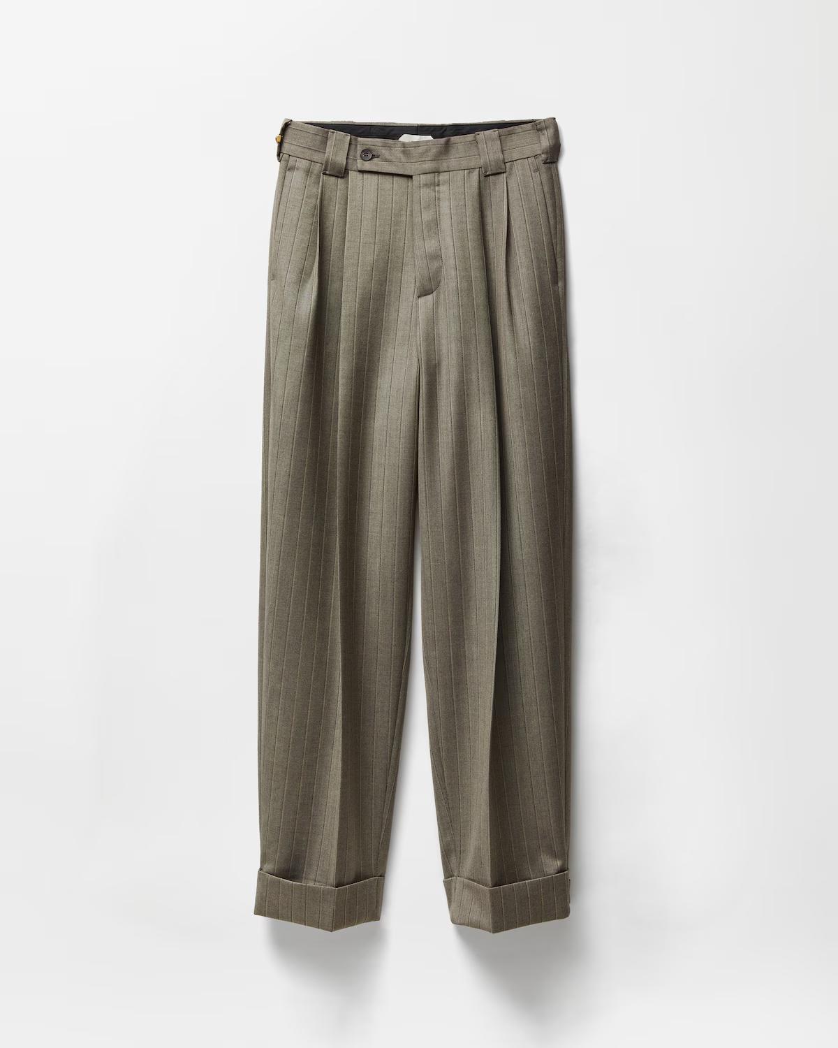 Pinstripe Wool Twill Oversized Pants