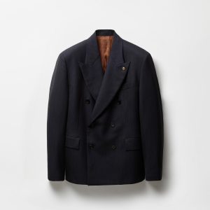 Pinstripe Wool Boxy Blazer