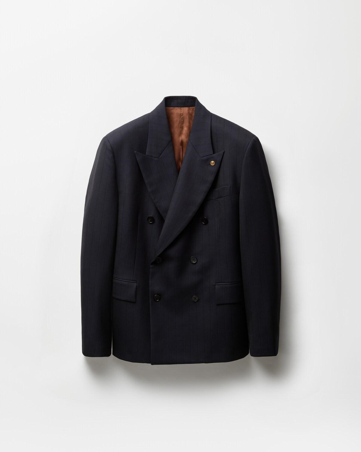 Pinstripe Wool Boxy Blazer
