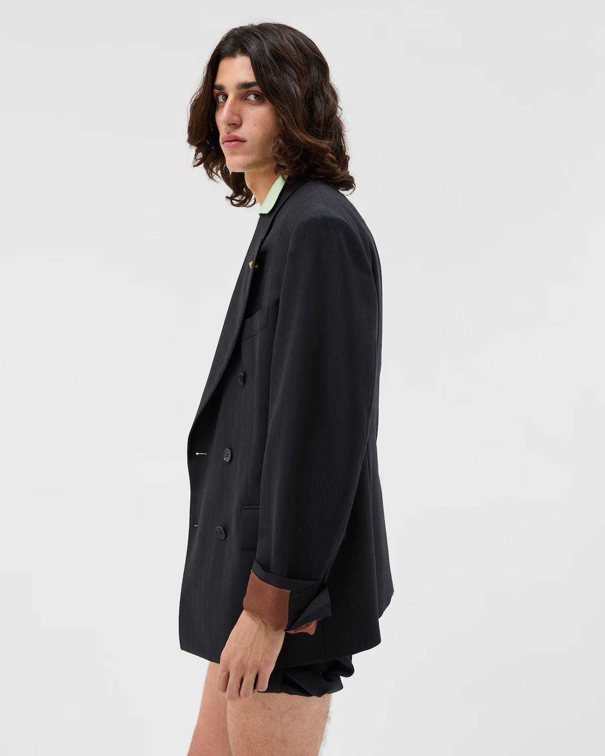 Pinstripe Wool Boxy Blazer - Image 4