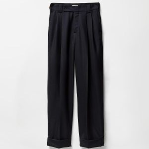 Pinstripe Wool Twill Oversized Pants
