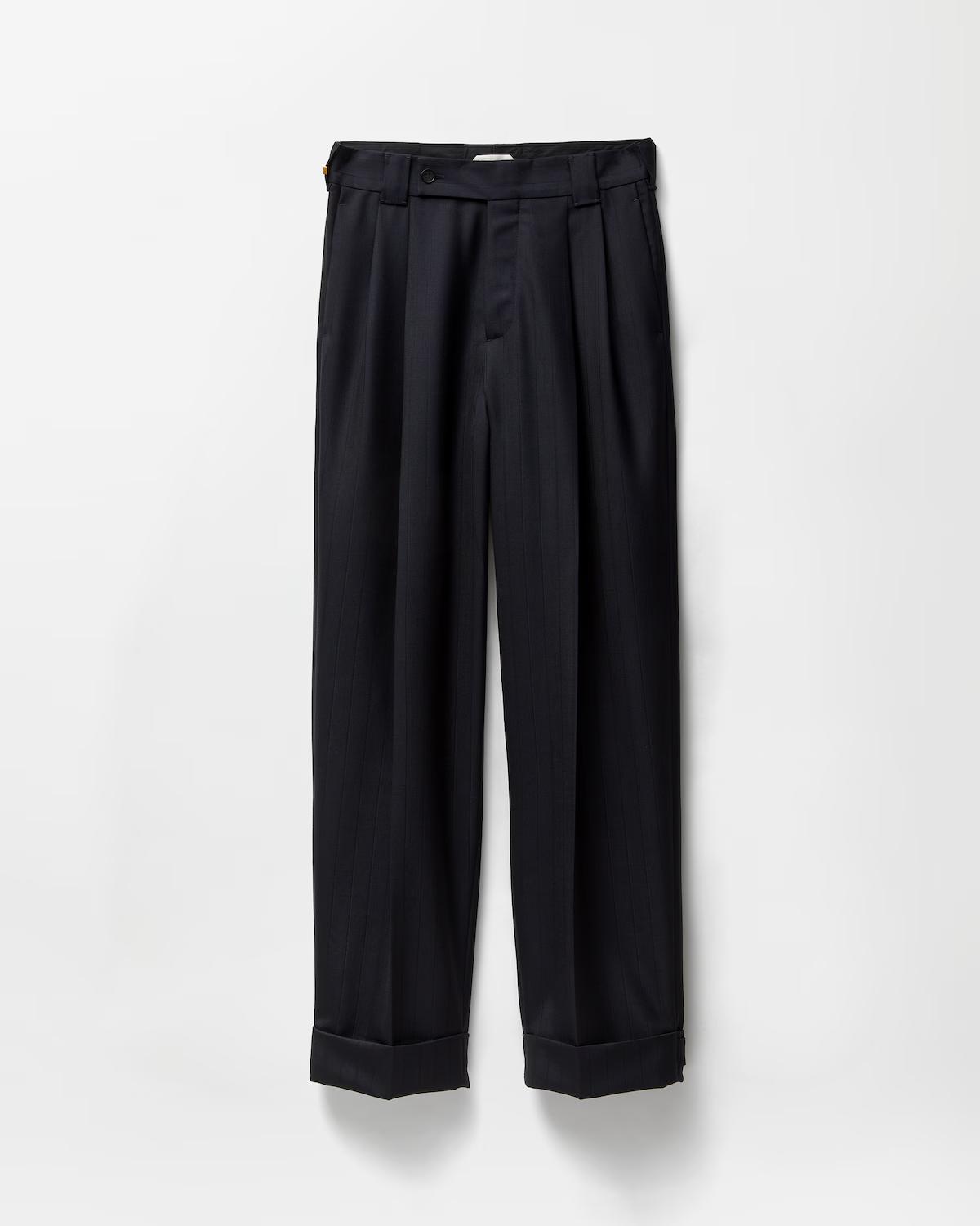 Pinstripe Wool Twill Oversized Pants