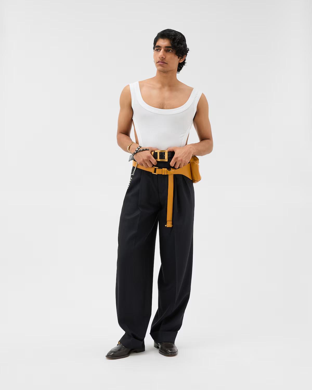 Pinstripe Wool Twill Oversized Pants - Image 2