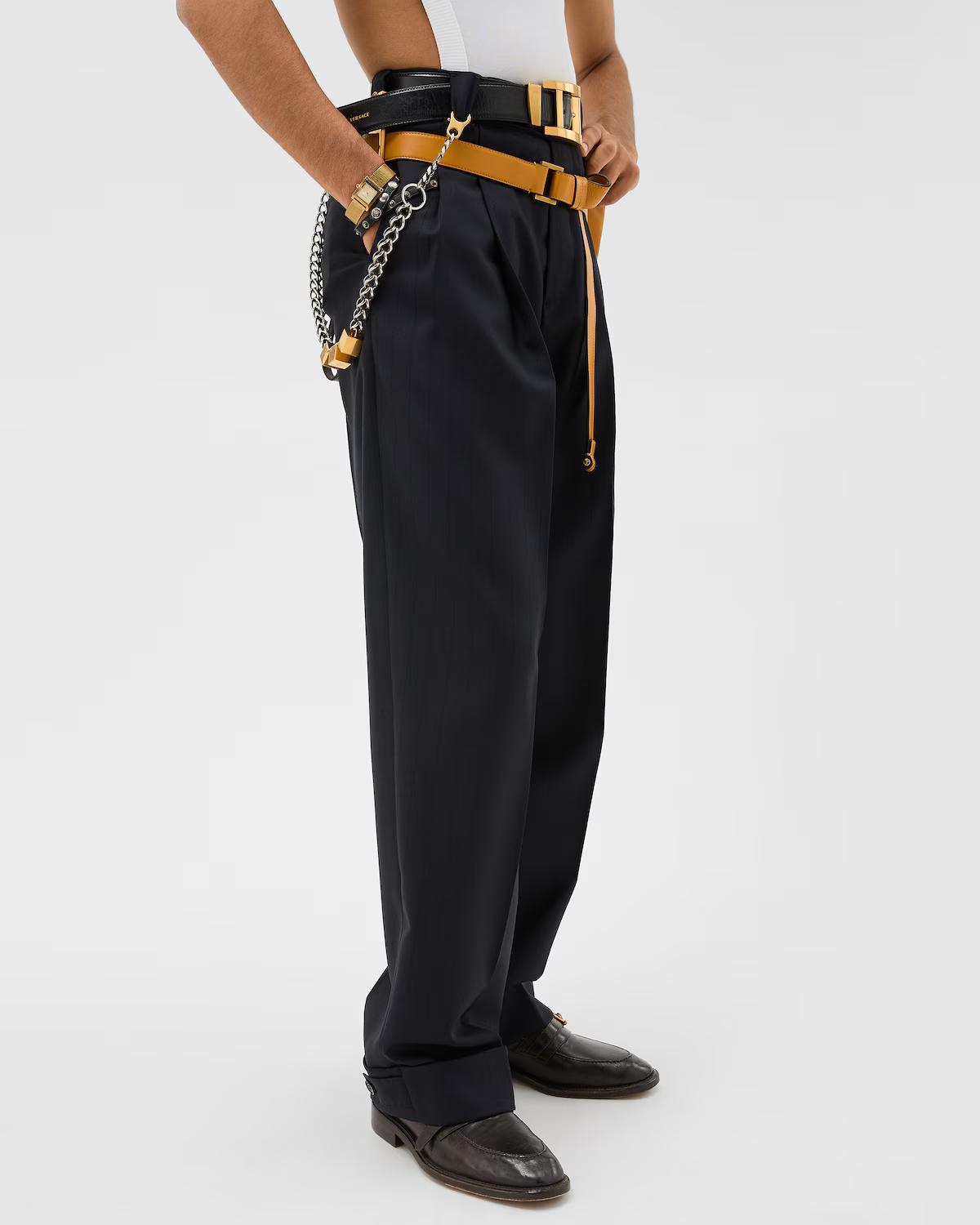 Pinstripe Wool Twill Oversized Pants - Image 4