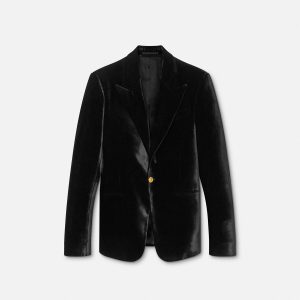 Velvet Single-Breasted Blazer