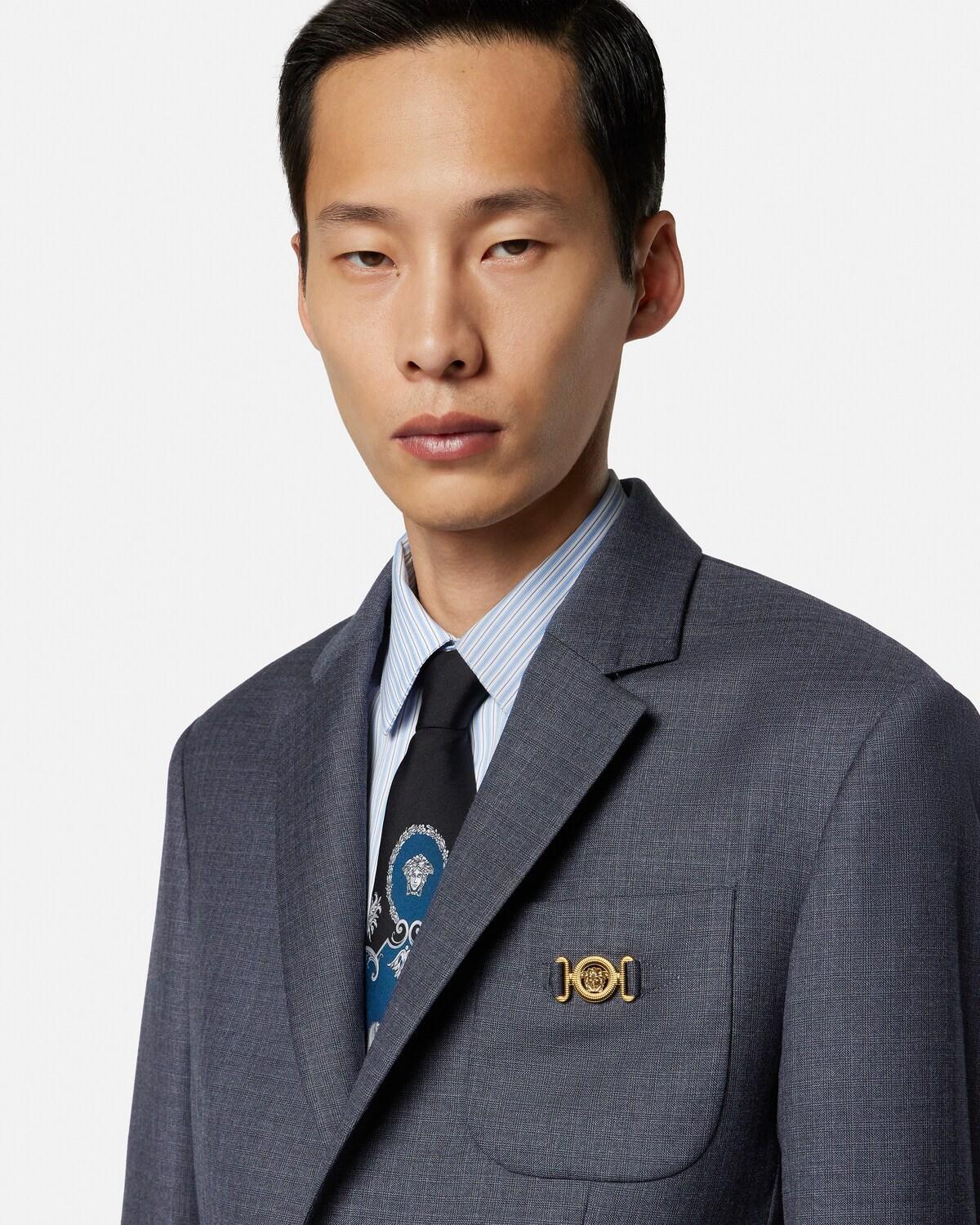 Micro-Checked Wool Blazer - Image 3