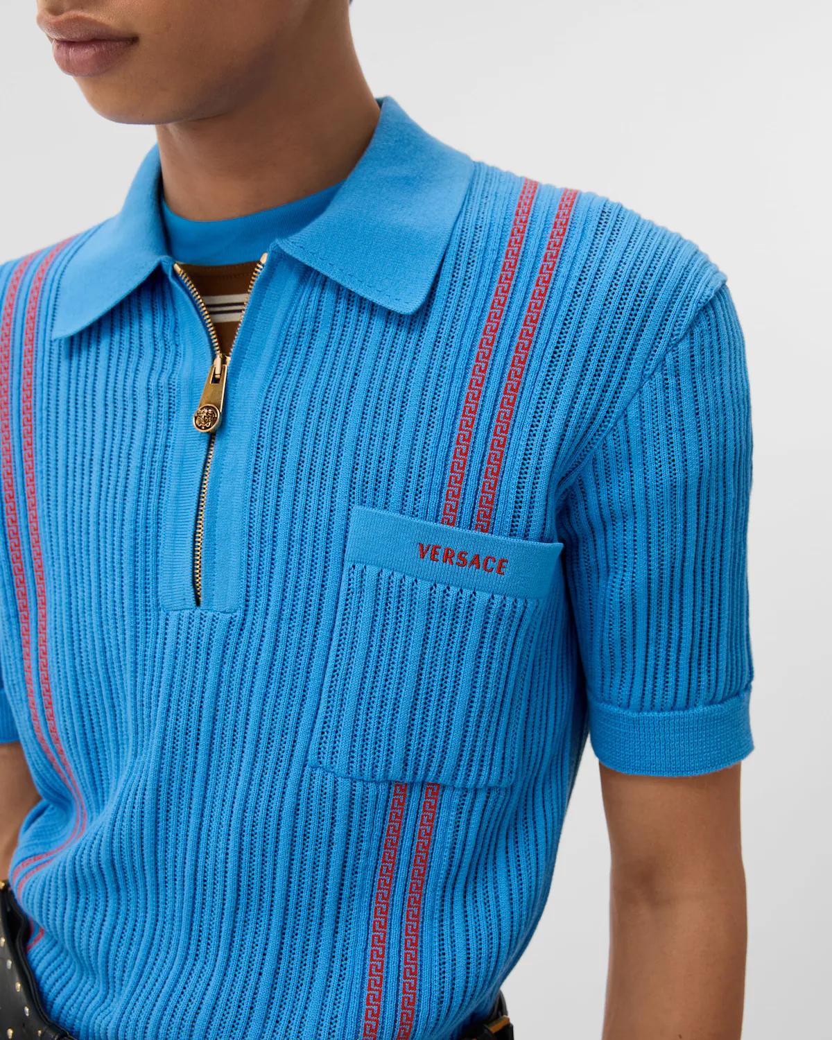 Embroidered Logo Cotton Knit Polo Shirt - Image 5