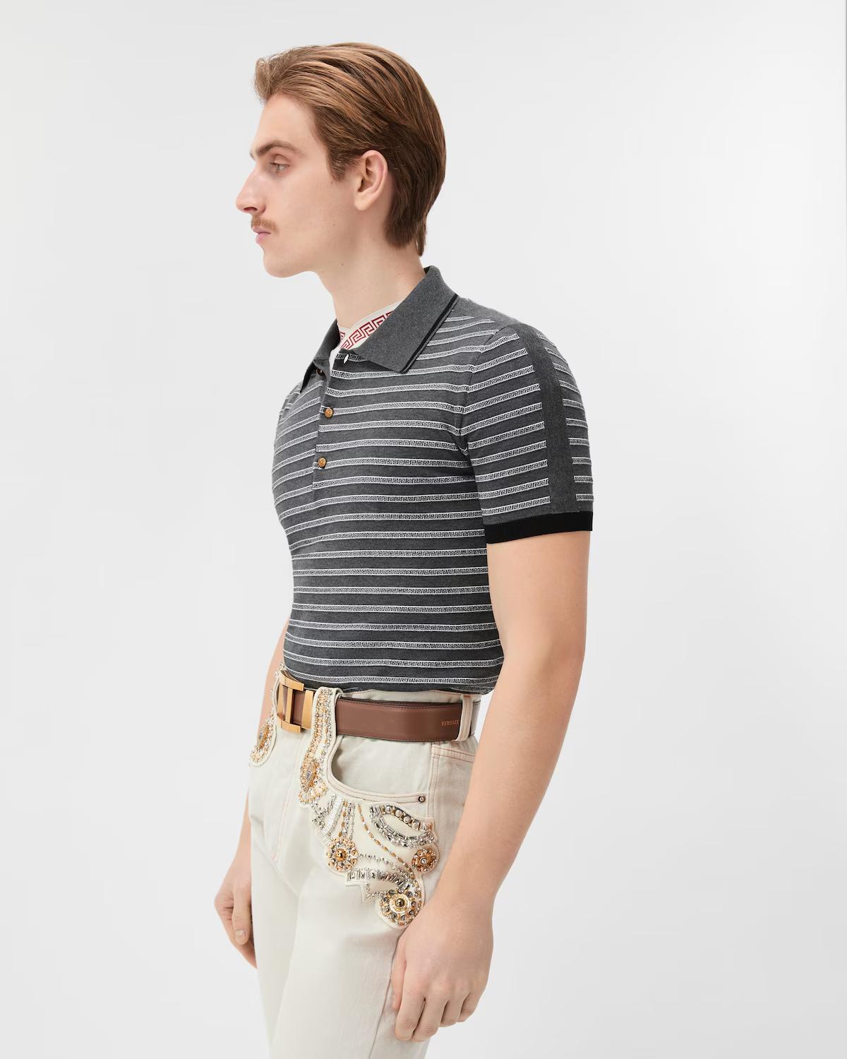 Jacquard Cotton-Blend Knit Polo - Image 4