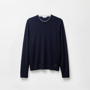 Embroidered Wool Knit Crewneck Sweater