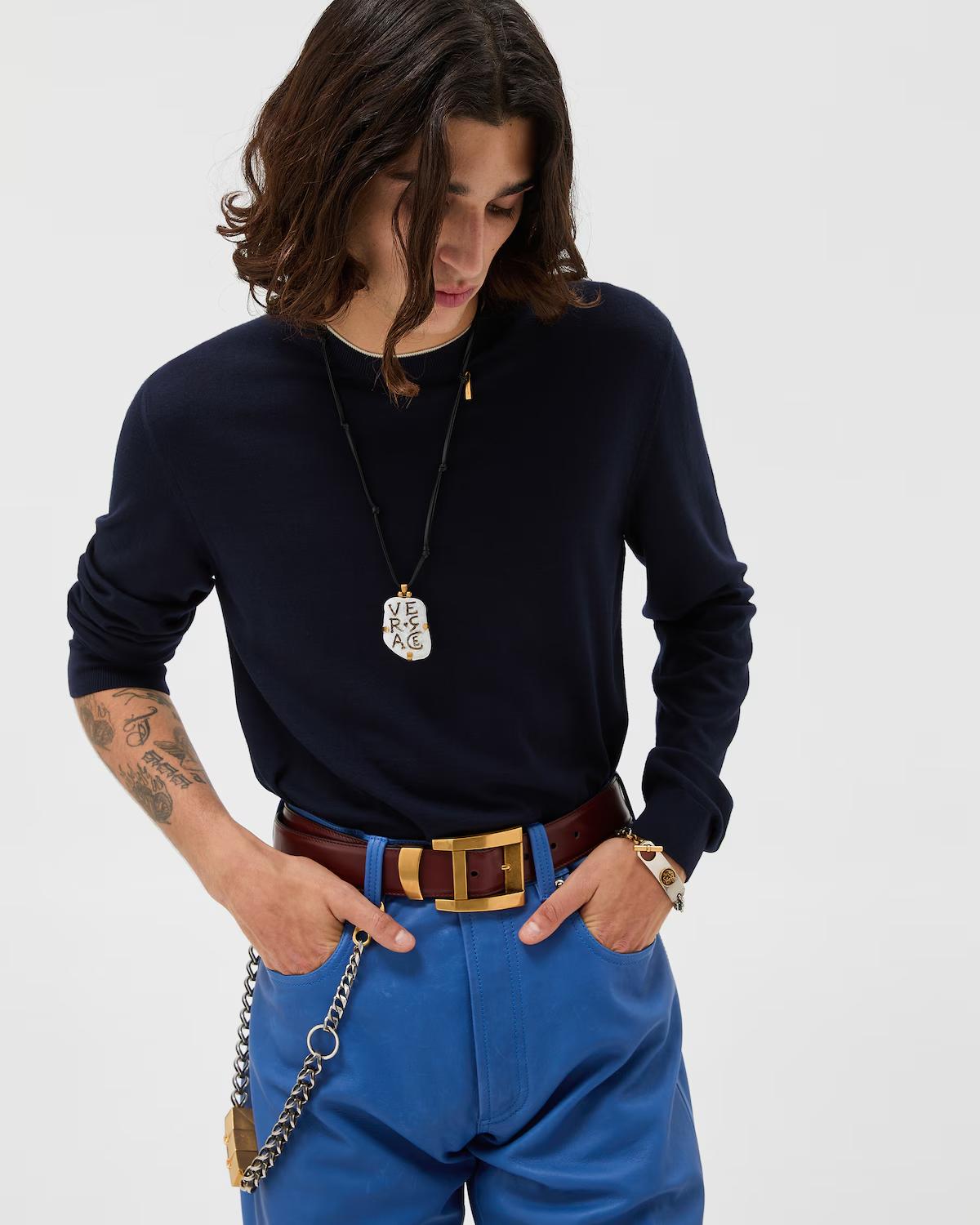 Embroidered Wool Knit Crewneck Sweater - Image 2
