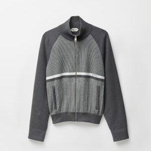 Embroidered Jacquard Cotton Knit Zip Sweater