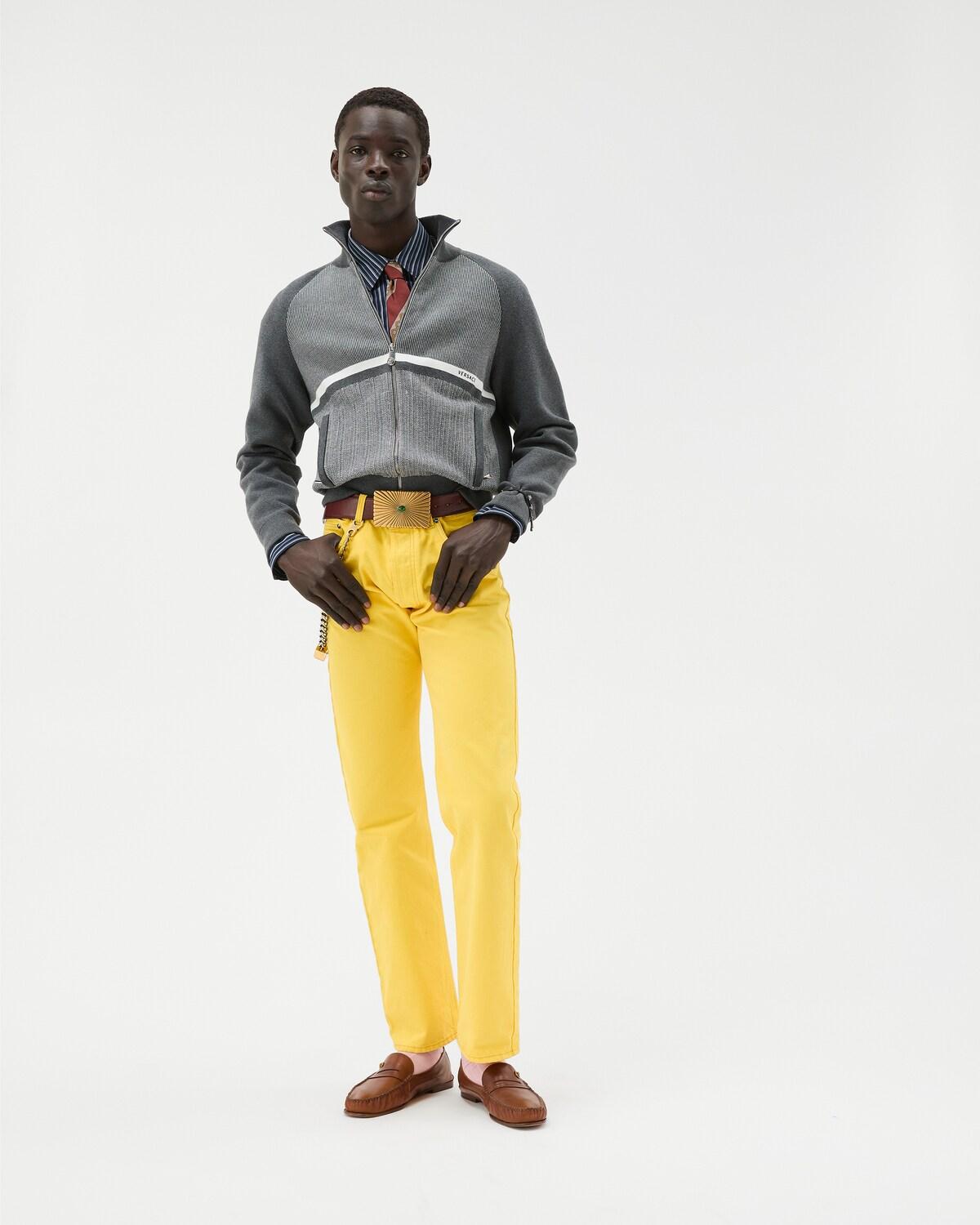 Embroidered Jacquard Cotton Knit Zip Sweater - Image 6