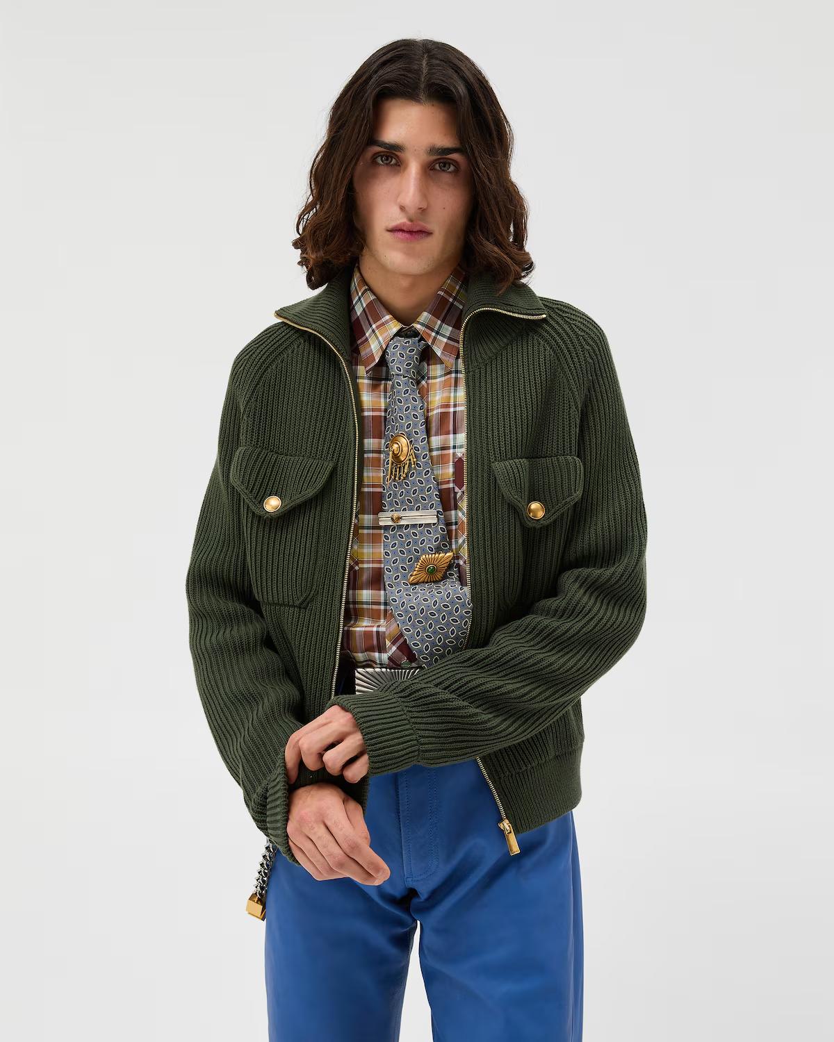 Wool Knit Zip Sweater - Image 2