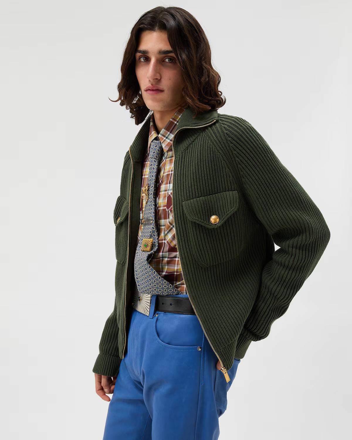 Wool Knit Zip Sweater - Image 4