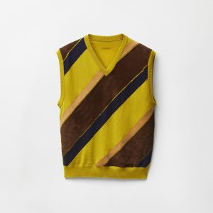 Intarsia-Wool & Leather Patchwork Vest