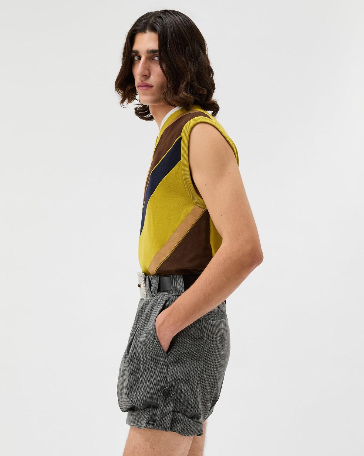 Intarsia-Wool & Leather Patchwork Vest - Image 4