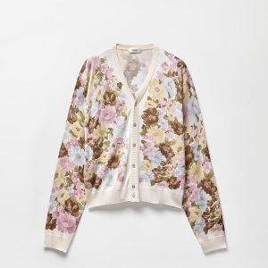 Printed Silk Knit Cardigan