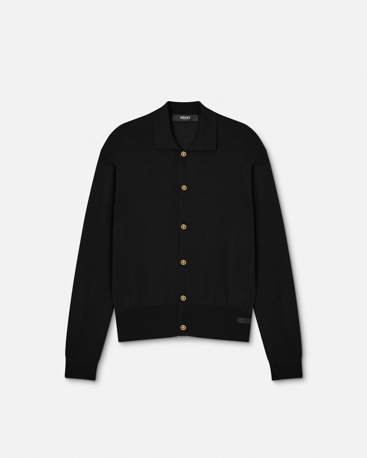 Silk-Cotton Knit Polo Cardigan