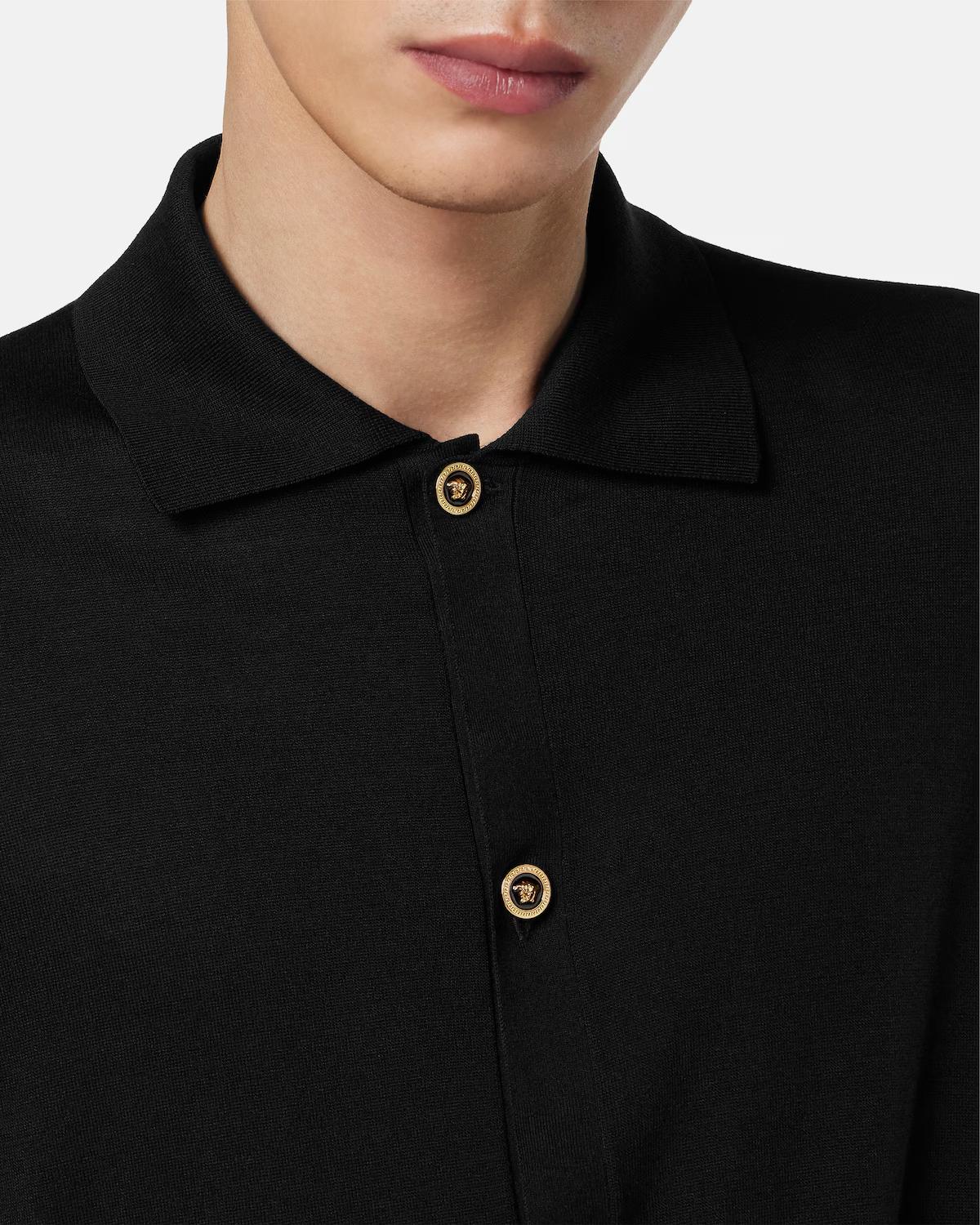 Silk-Cotton Knit Polo Cardigan - Image 3