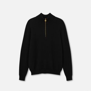Wool-Blend Half-Zip Knit Sweater
