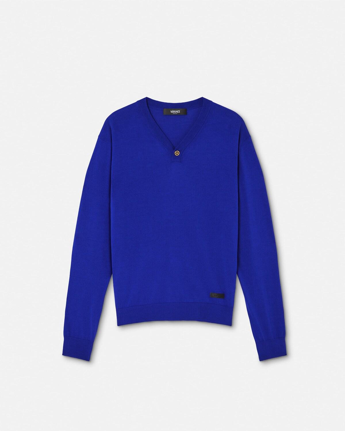 Silk-Cotton Knit V-Neck Sweater