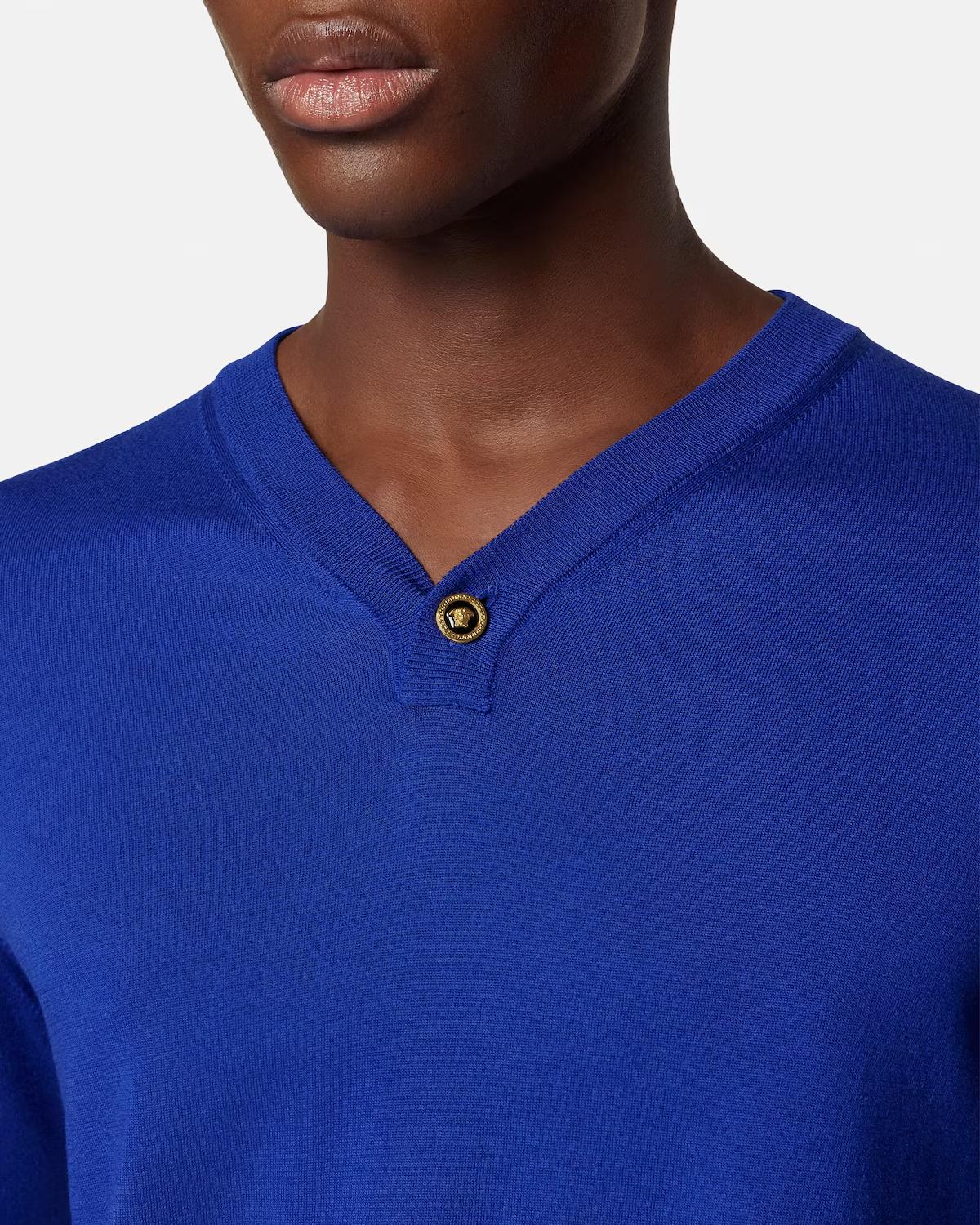 Silk-Cotton Knit V-Neck Sweater - Image 3