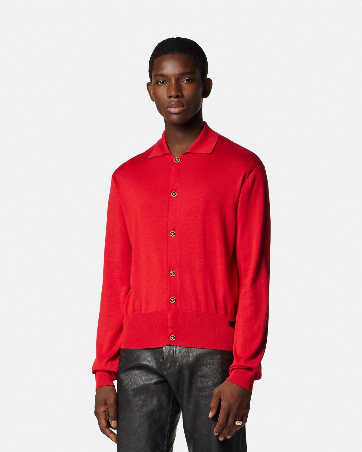Silk-Cotton Knit Polo Cardigan - Image 4
