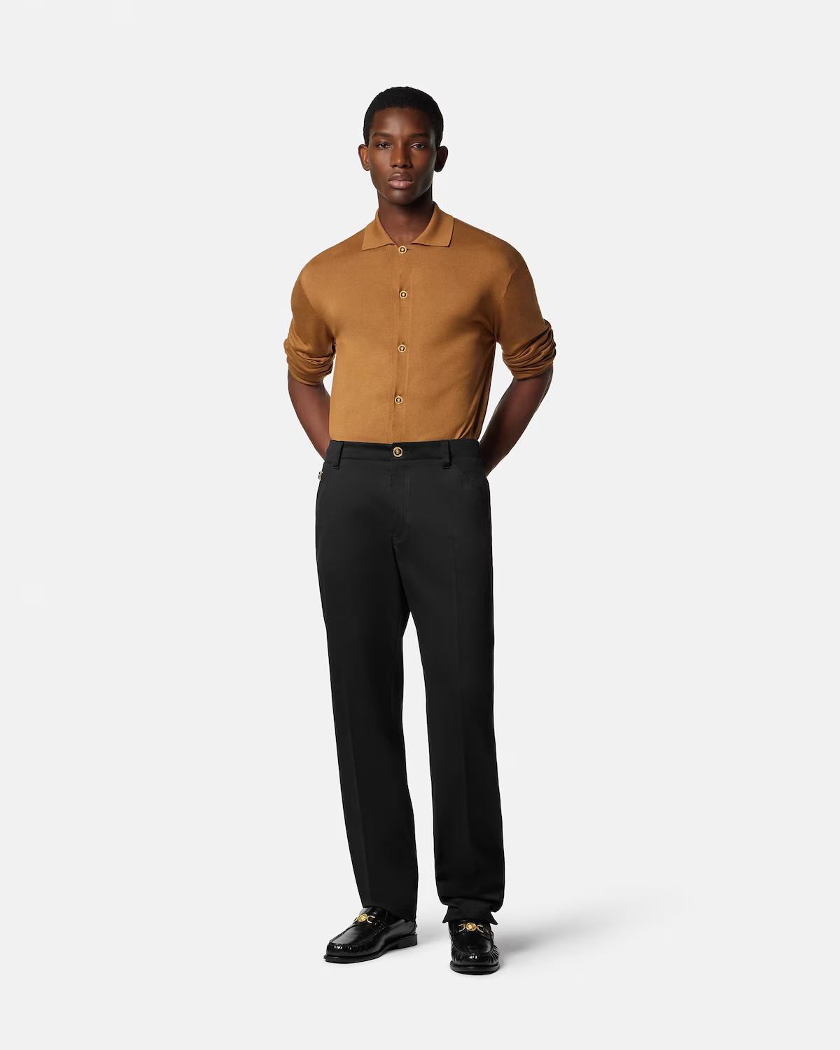 Silk-Cotton Knit Polo Cardigan - Image 2